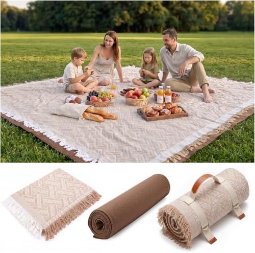 2-in-1 Boho Picnic Blanket and Rug, Waterproof, Option 1