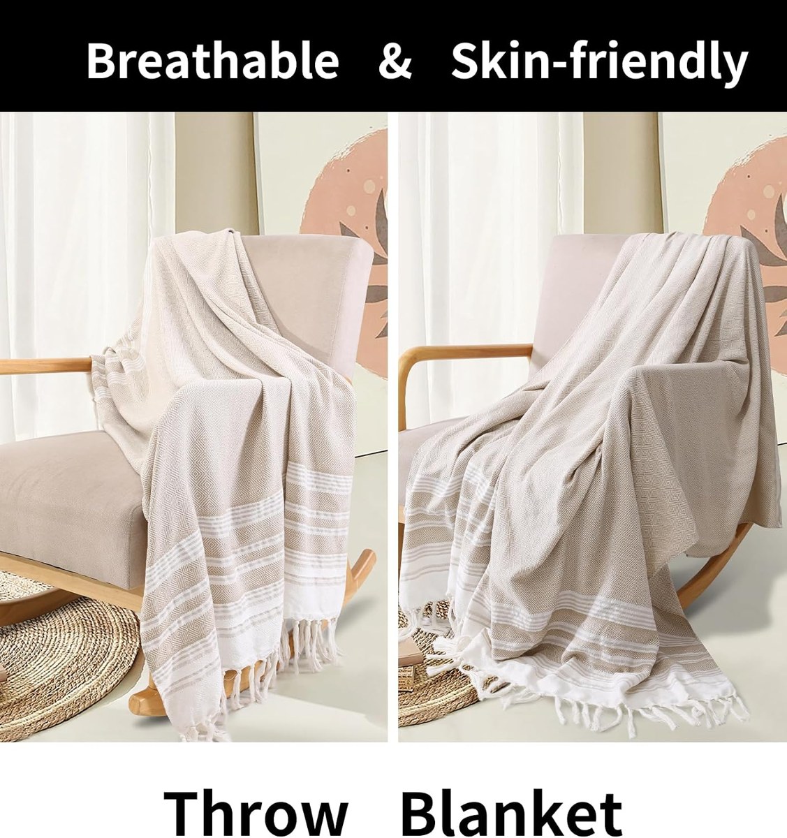 Genovega Boho Woven Throw Blanket, Cotton, view 4