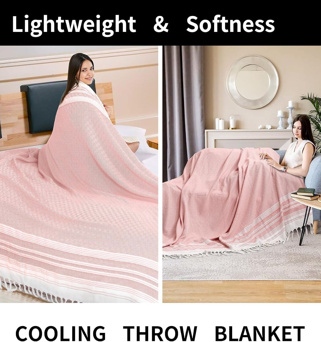 Genovega Boho Woven Throw Blanket, Cotton, view 5