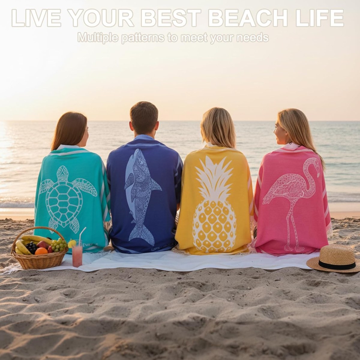 Genovega Cotton Turkish Beach Towel 72 x 36, Printed, view 6