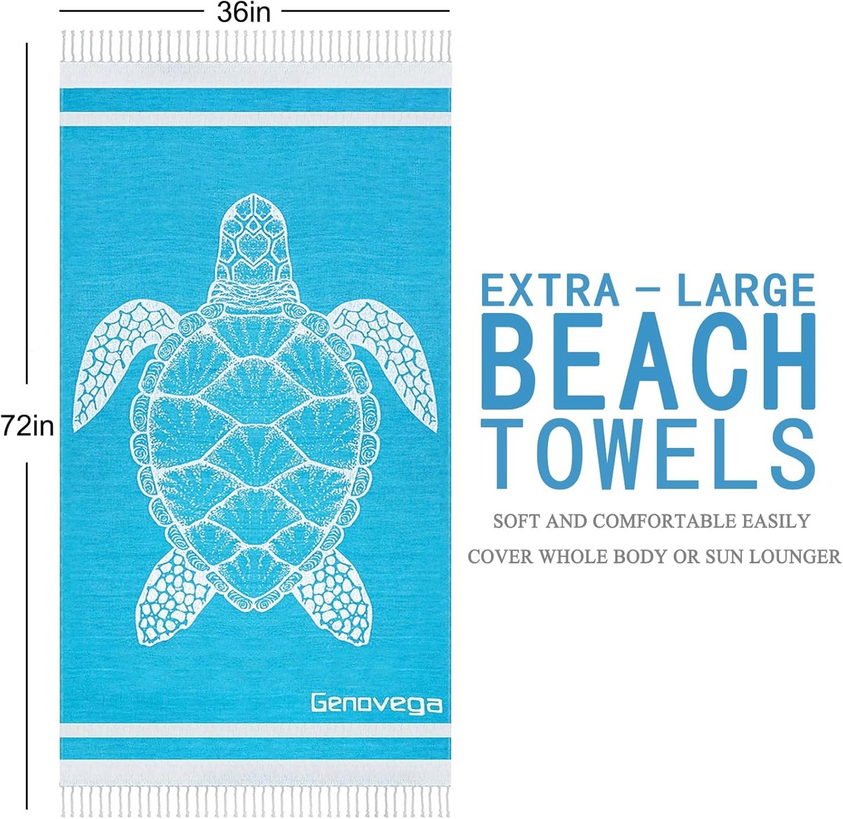 Genovega Cotton Turkish Beach Towel, Blue Dolphin, view 6