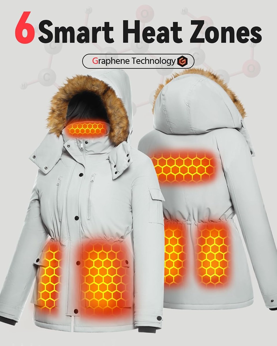 Genovega Graphene Heated Puffer Jacket for Women, Long, view 4