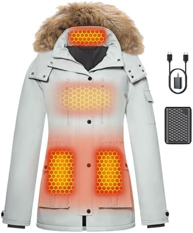Graphene Heated Puffer Jacket for Women, Long, Option 1