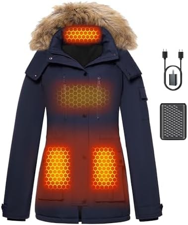 Graphene Heated Puffer Jacket for Women, Long, Option 14