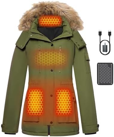 Graphene Heated Puffer Jacket for Women, Long, Option 9