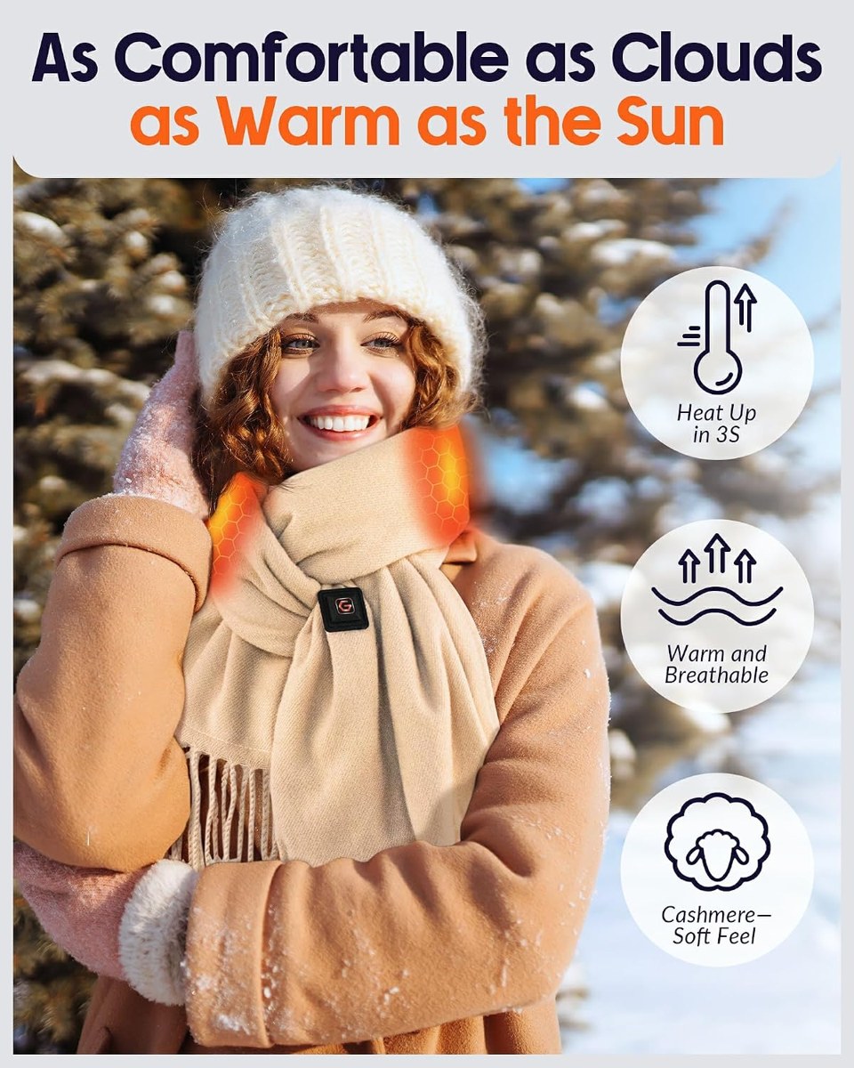 Genovega Graphene Heated Scarf Neck Warmer, Unisex, view 3
