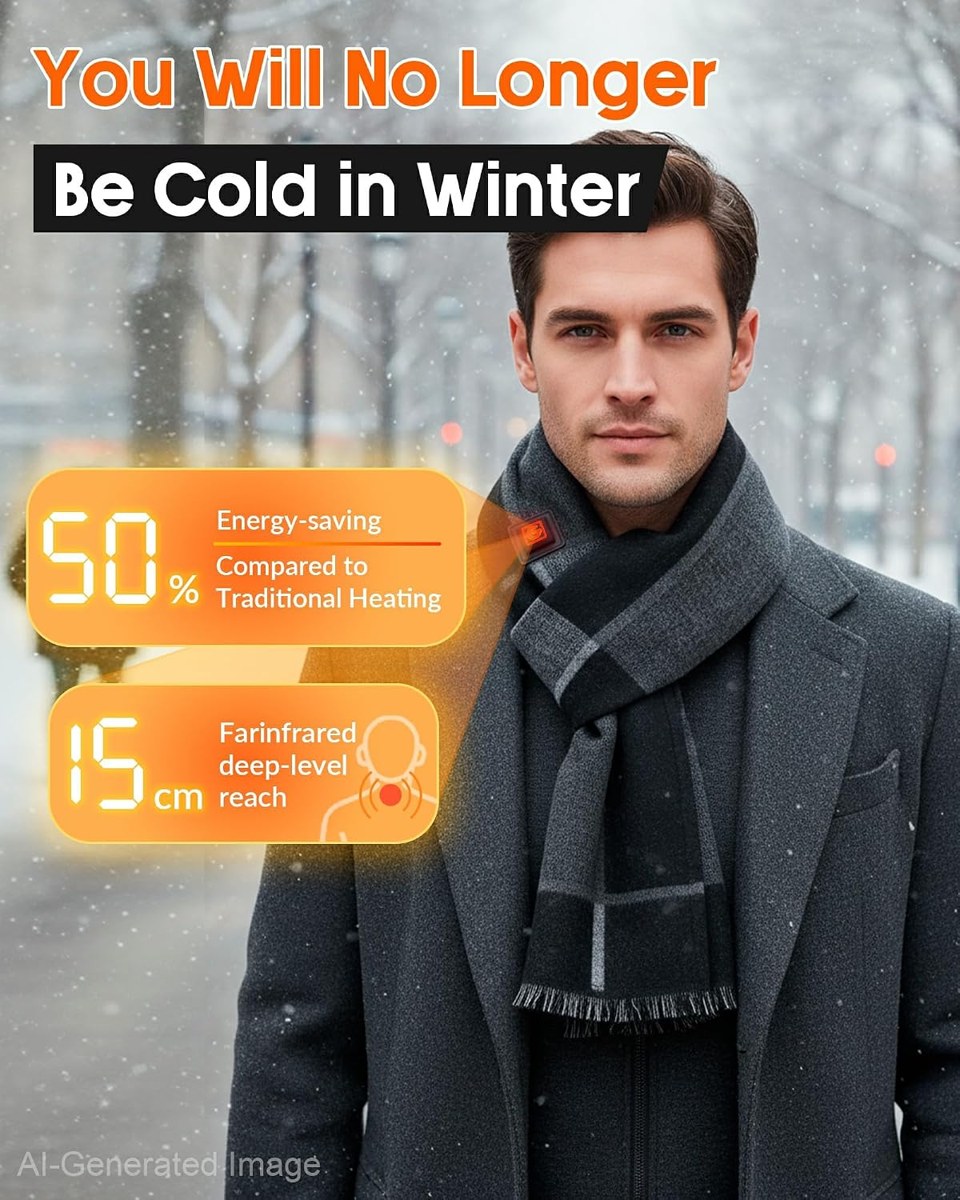Genovega Graphene Heated Scarf with Battery Pack, Women and Men, view 2