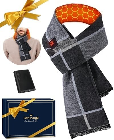 Graphene Heated Scarf with Battery Pack, Women and Men, Grey and Black