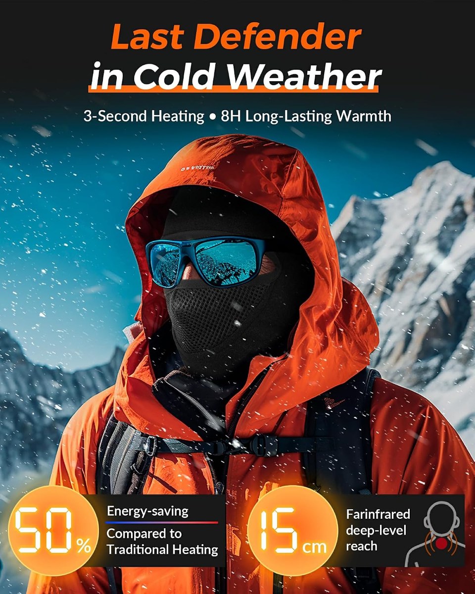 Genovega Heated Balaclava Hat, 6000mAh, view 2