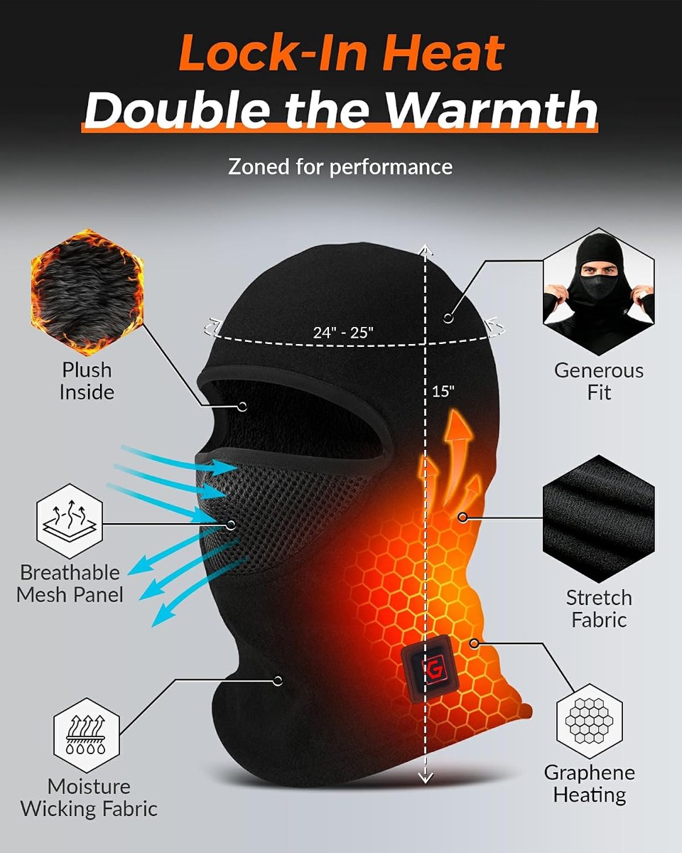 Genovega Heated Balaclava Hat, 6000mAh, view 5