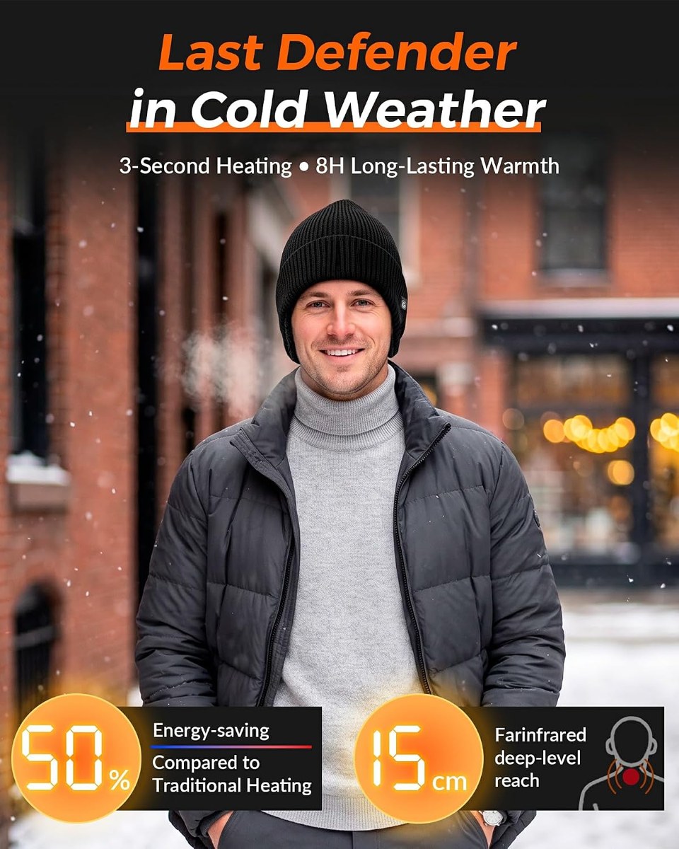 Genovega Heated Beanie Hat, Rechargeable, view 2