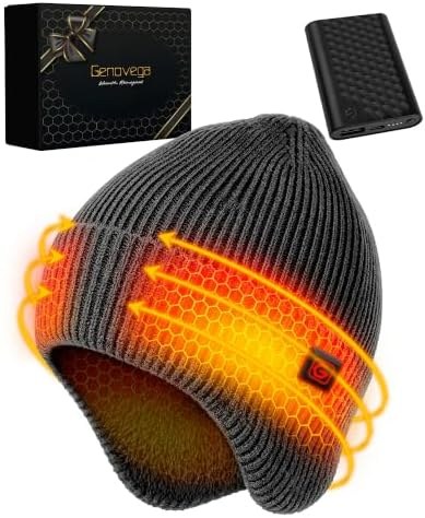 Heated Beanie Hat, Rechargeable, Grey