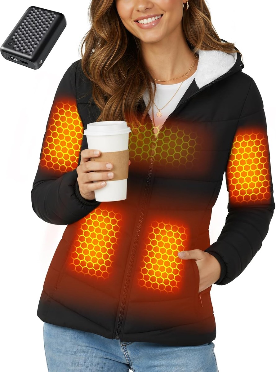 Genovega Heated Fleece Jacket for Women, Battery Included
