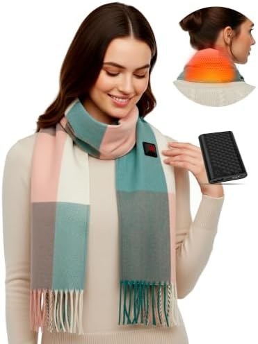 Heated Plaid Scarf Shawl, 6000mAh, Option 1