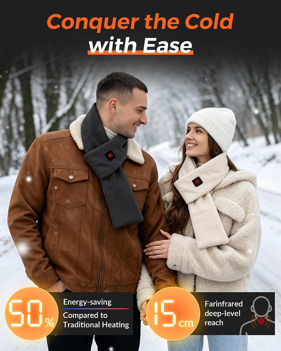 Genovega Heated Scarf with 6000mAh Battery, Women and Men, view 3