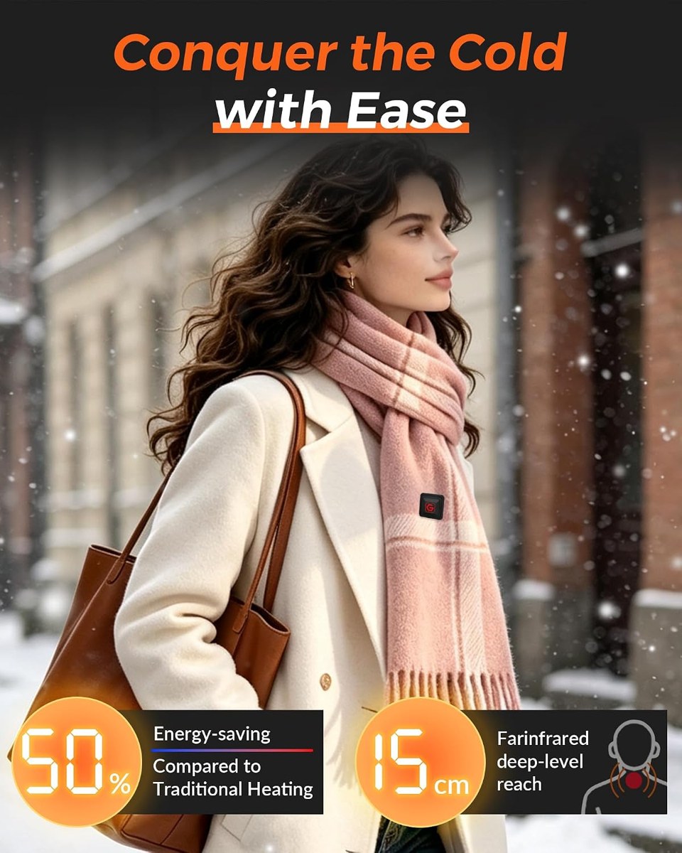 Genovega Heated Scarf Neck Warmer with Power Bank, Women and Men, view 2