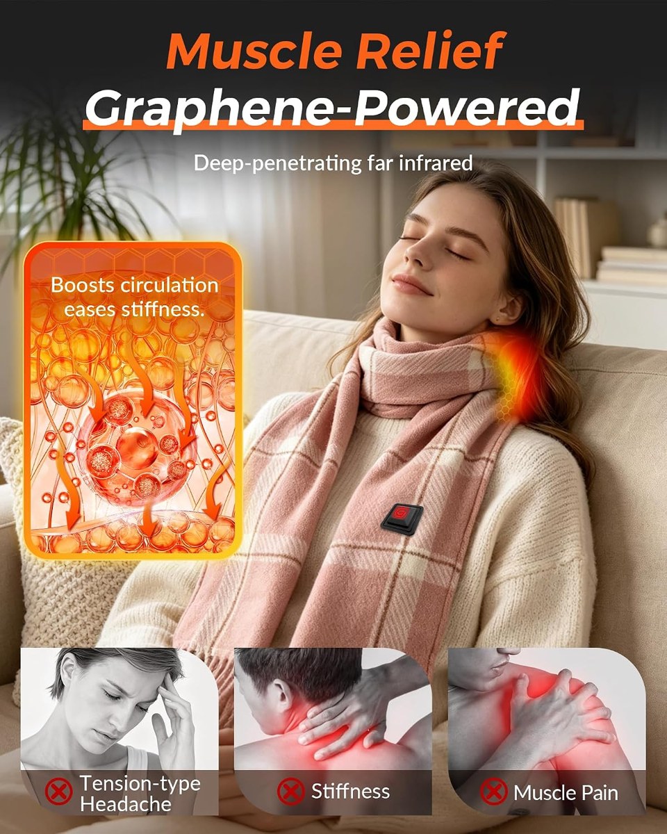 Genovega Heated Scarf Neck Warmer with Power Bank, Women and Men, view 4
