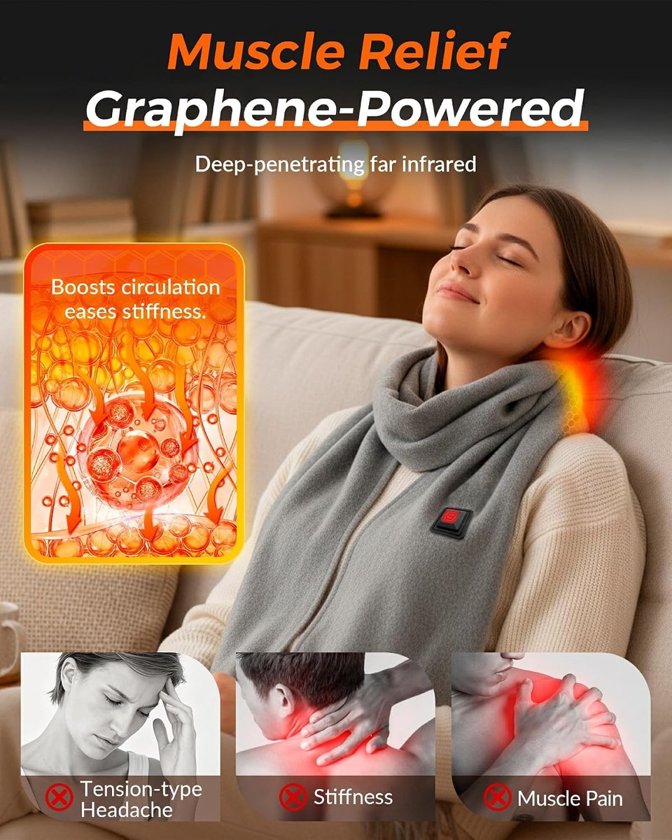 Genovega Rechargeable Heated Scarf Shawl, Women and Men, view 3