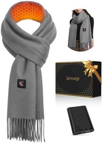 Rechargeable Heated Scarf Shawl, Women and Men, Grey