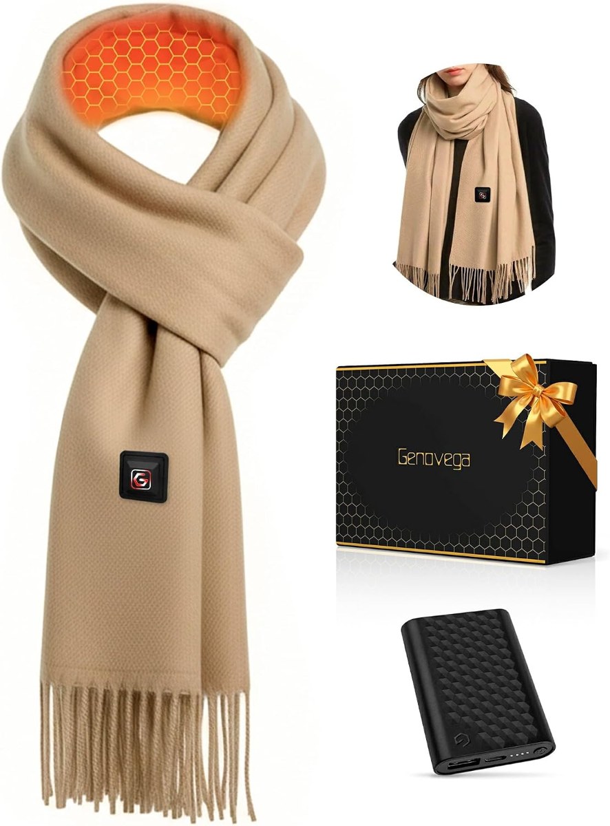 Genovega Rechargeable Heated Scarf Shawl, Women and Men