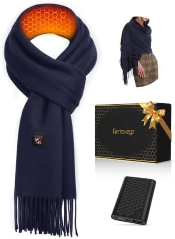Wide Heated Scarf Shawl, 71 x 13 Inch, Navy Blue