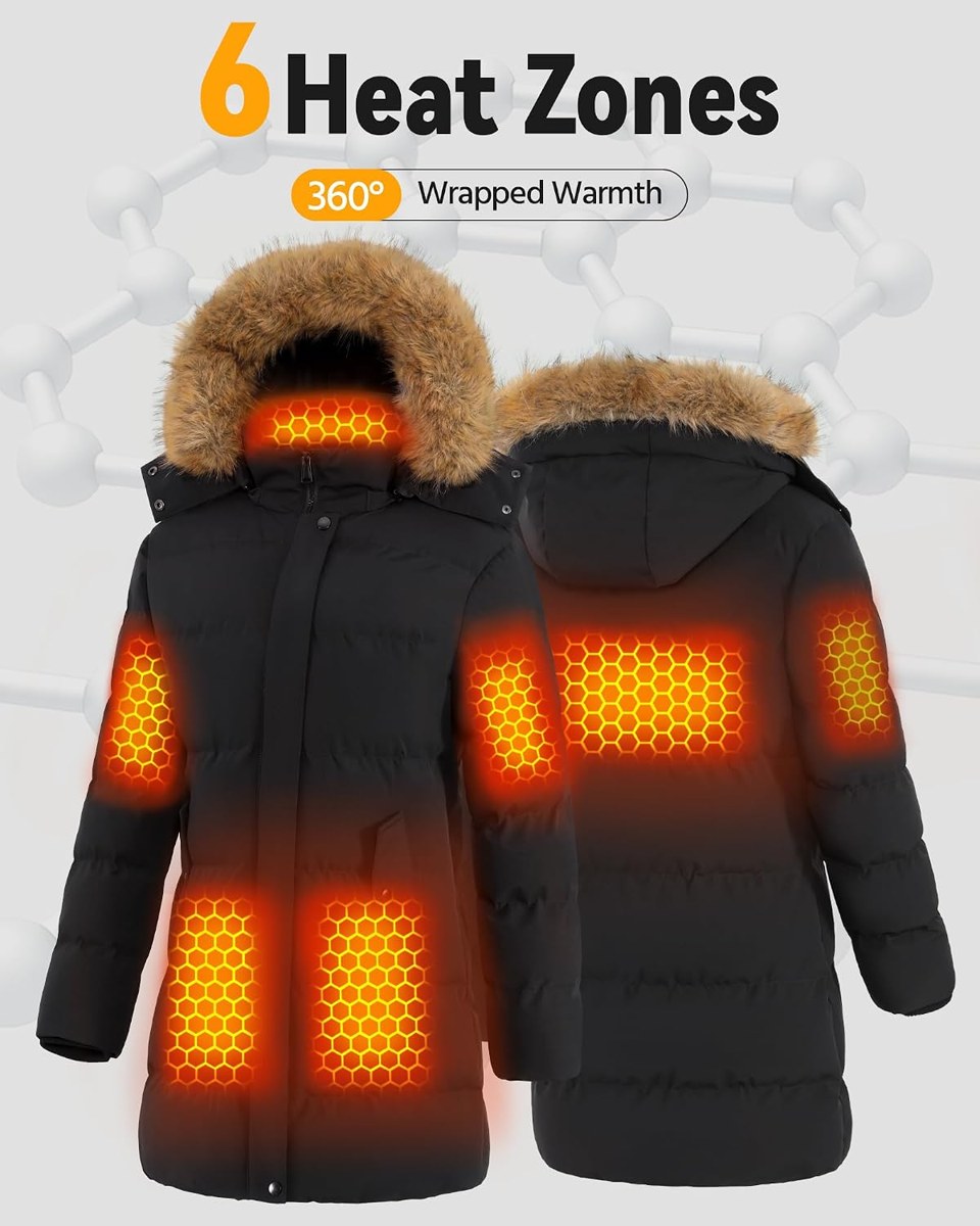 Genovega Long Heated Puffy Coat for Women, Battery Included, view 4