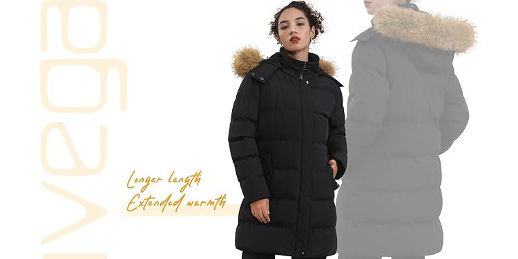 Long heated parka with fur trim