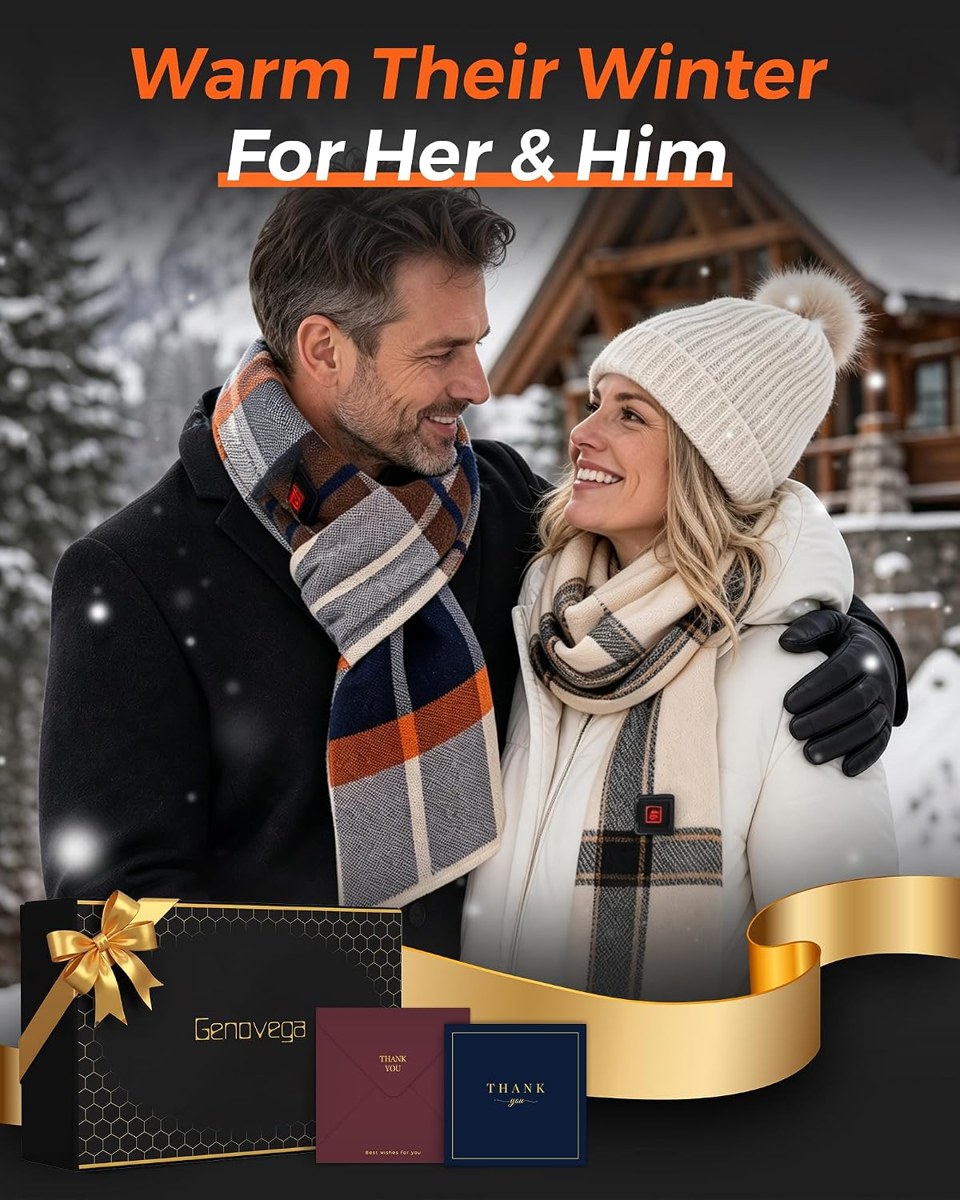 Genovega Men's Heated Knit Scarf, 6000mAh, view 2
