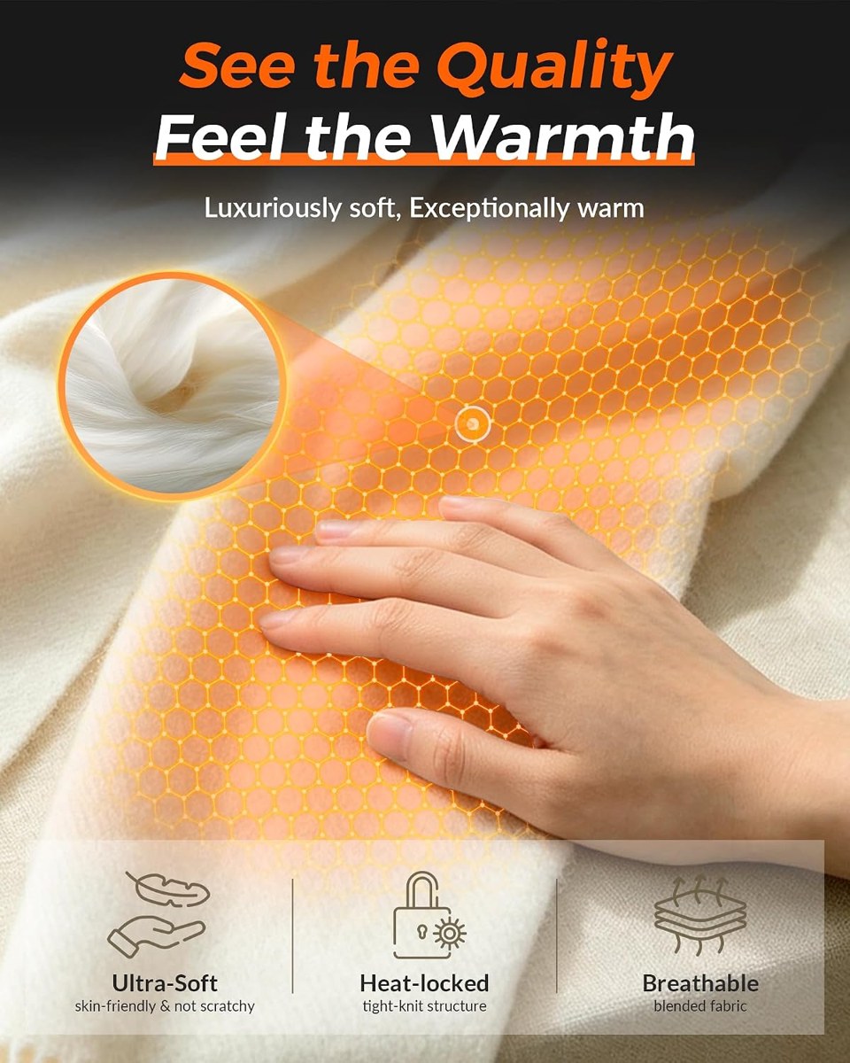 Genovega Men's Heated Knit Scarf, 6000mAh, view 3