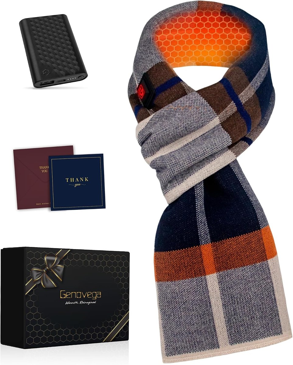 Genovega Men's Heated Knit Scarf, 6000mAh