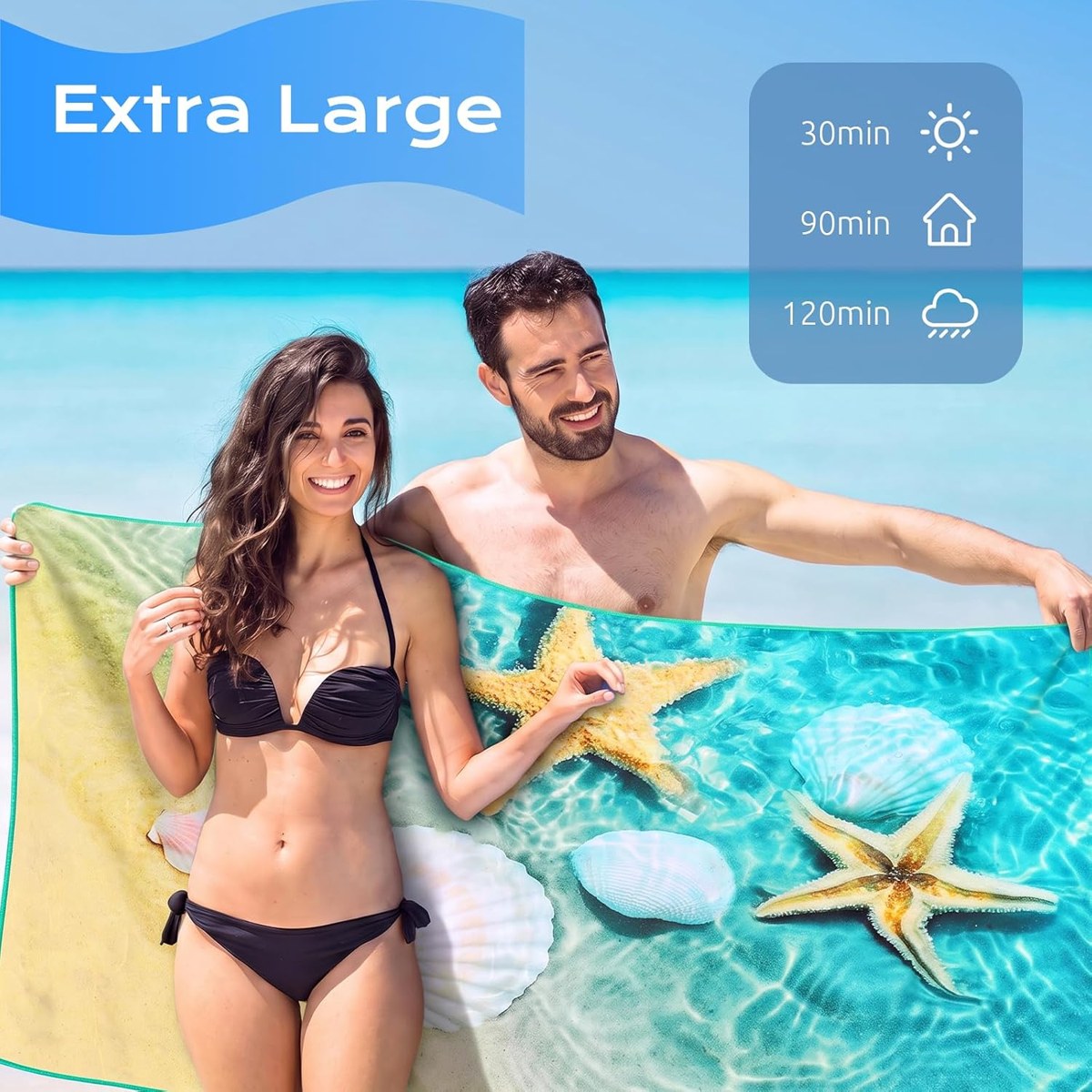 Genovega Microfiber Beach Towels 2-Pack, Sandproof, view 3