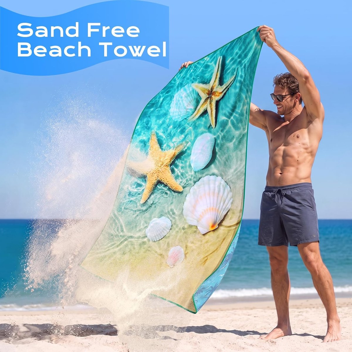 Genovega Microfiber Beach Towels 2-Pack, Sandproof, view 4