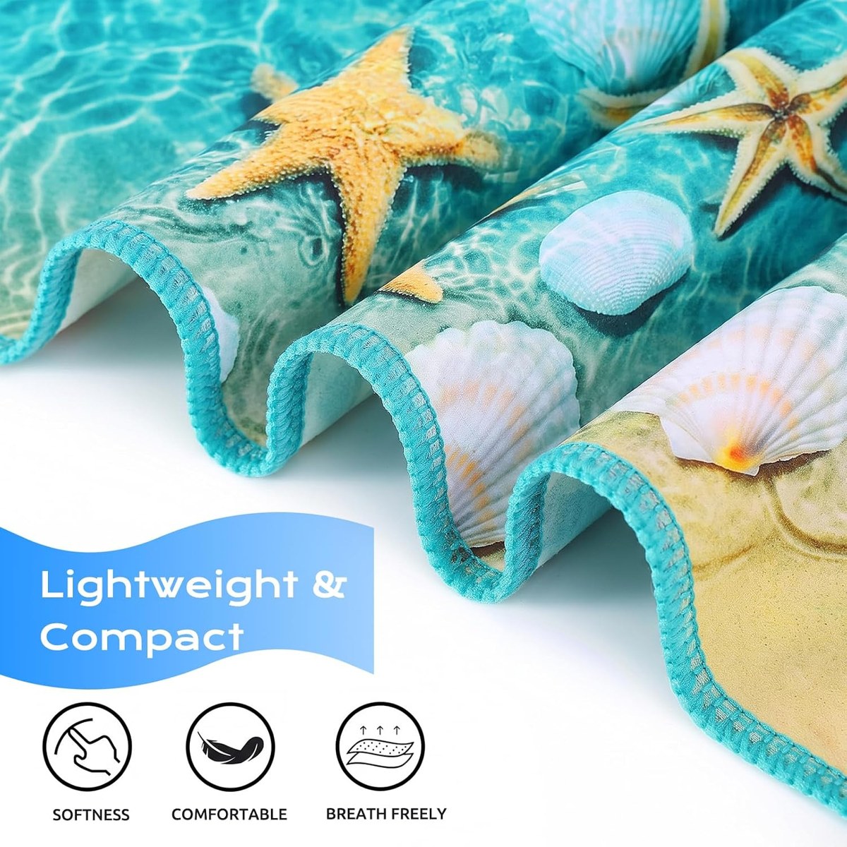 Genovega Microfiber Beach Towels 2-Pack, Sandproof, view 5
