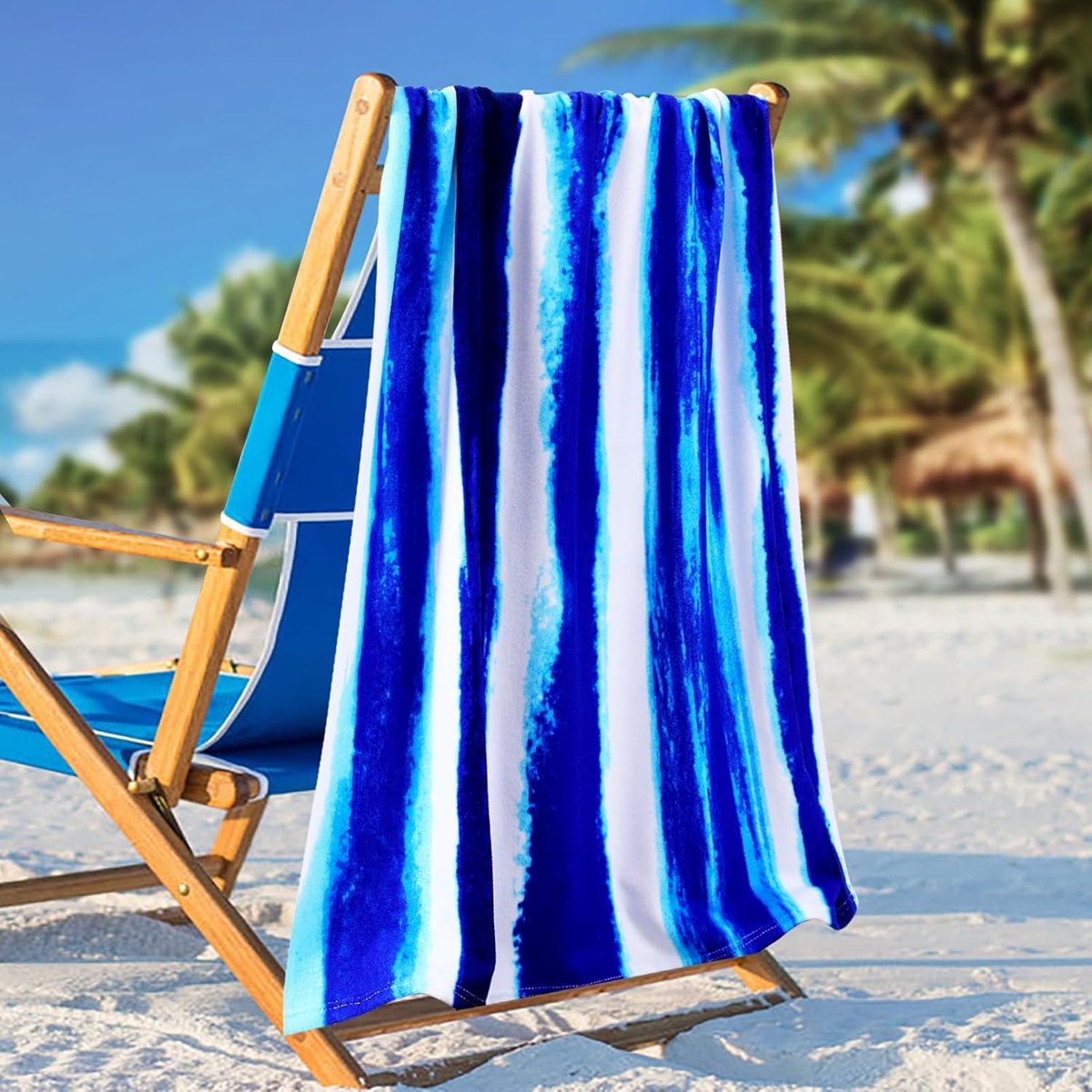 Genovega Oversized Beach Towel Set 2-Pack, Boho and Stripe, view 2