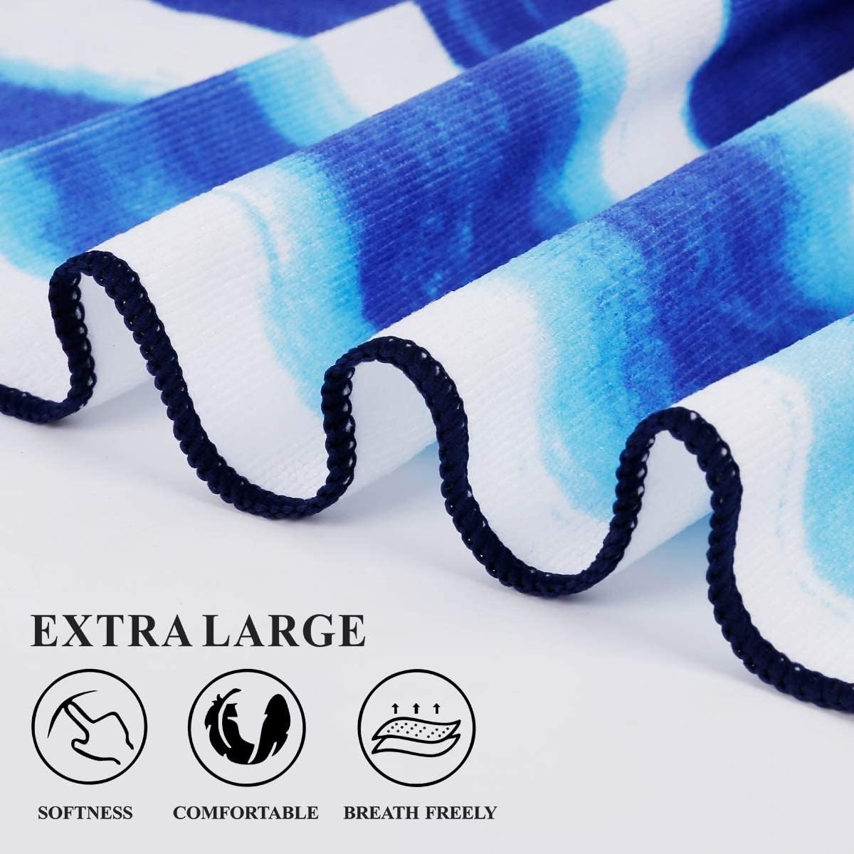 Genovega Oversized Beach Towel Set 2-Pack, Boho and Stripe, view 3