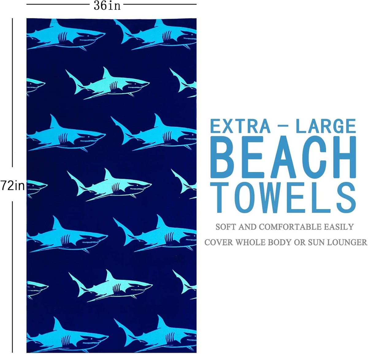 Genovega Oversized Beach Towel Set 4-Pack, Printed, view 5