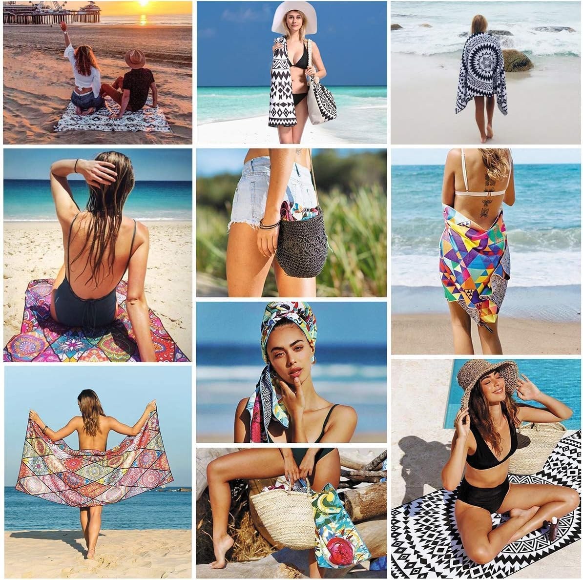 Genovega Oversized Beach Towel Set 4-Pack, Printed, view 6