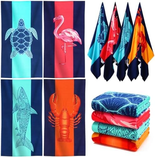Oversized Beach Towel Set 4-Pack, Printed, Option 1