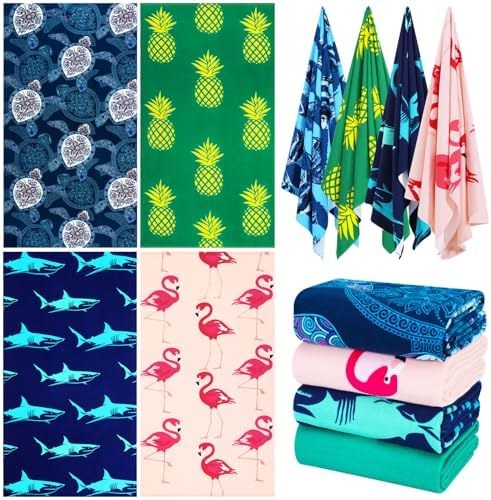 Oversized Beach Towel Set 4-Pack, Printed, Option 2