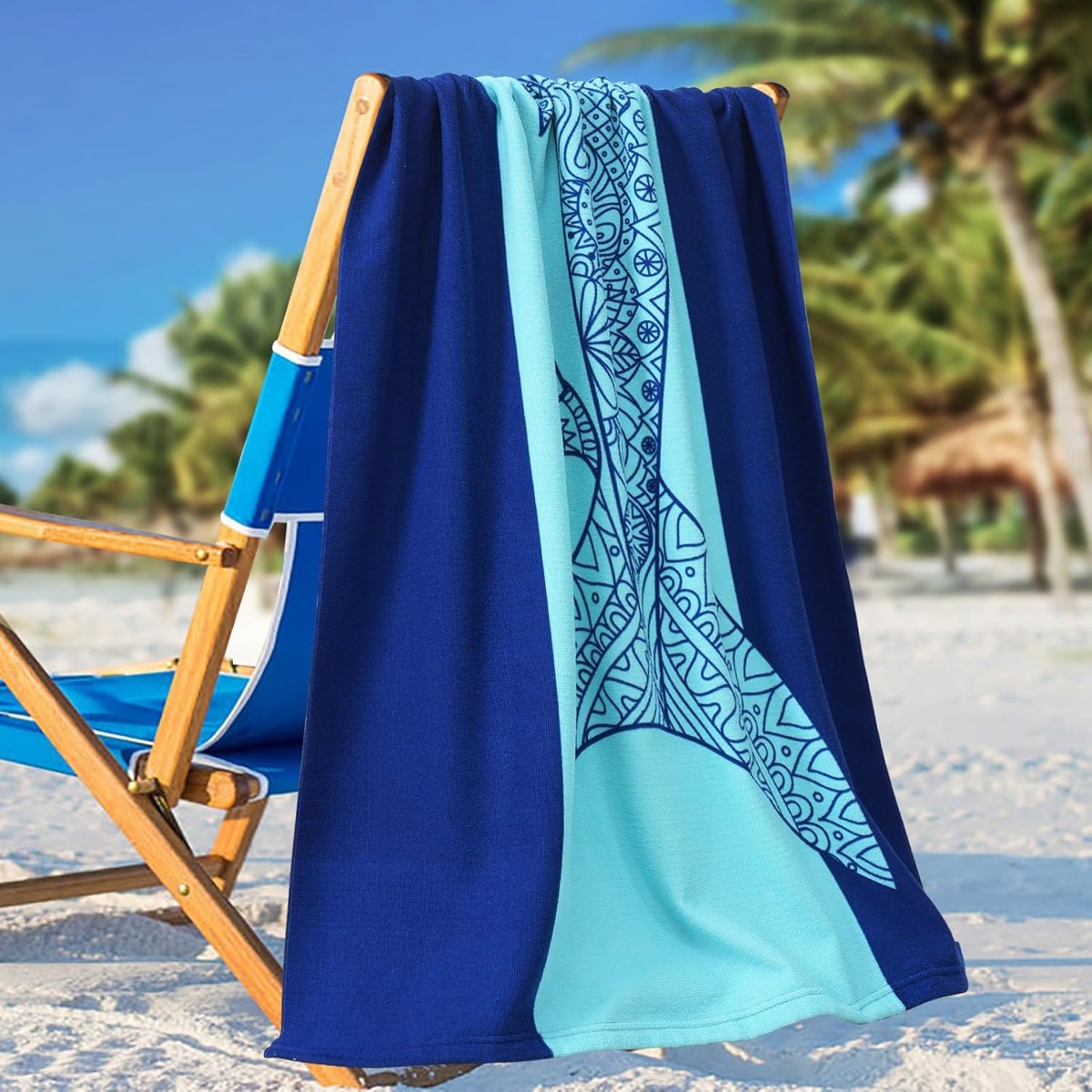 Genovega Oversized Beach Towels 2-Pack, Shark and Turtle, view 2