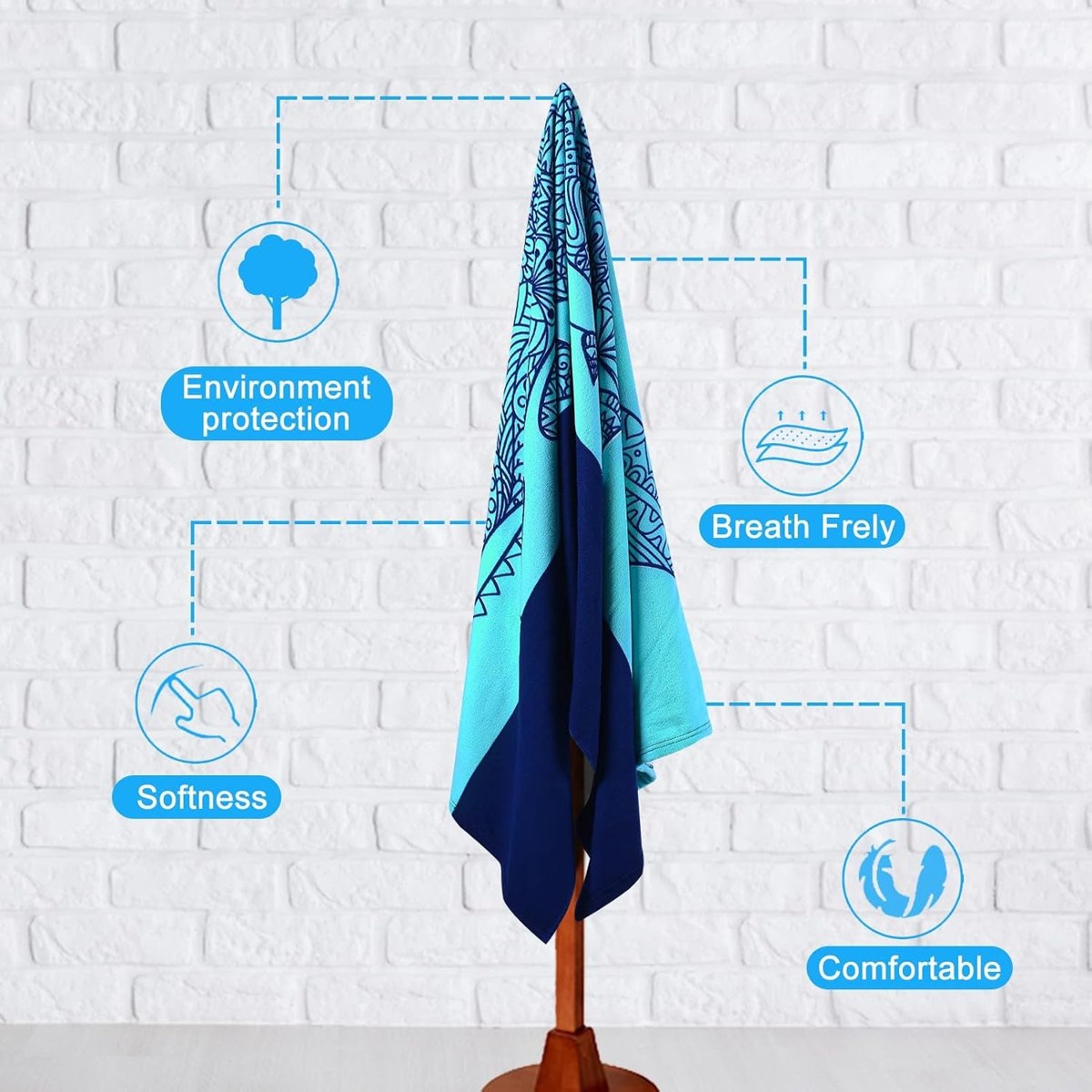 Genovega Oversized Beach Towels 2-Pack, Shark and Turtle, view 3