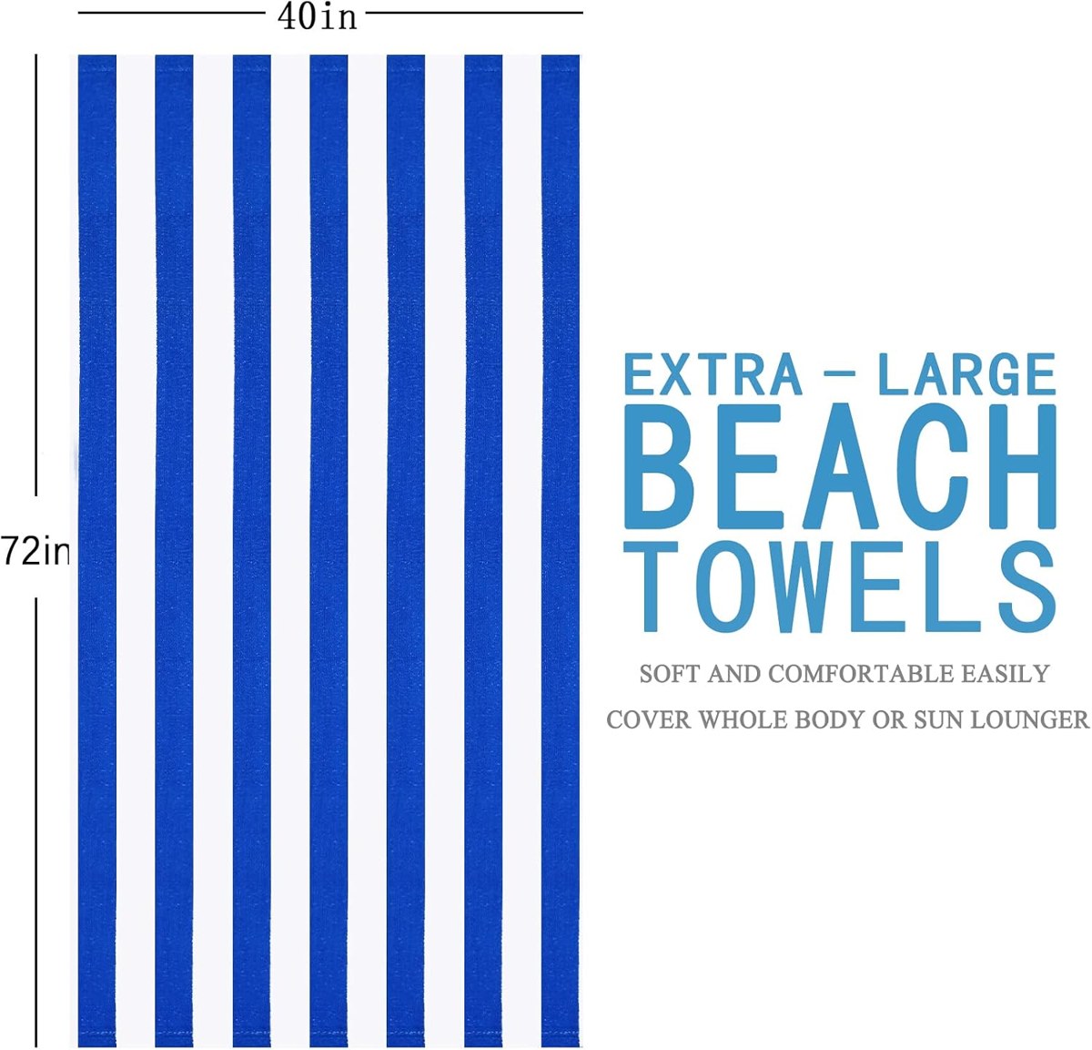 Genovega Oversized Striped Beach and Bath Towels 4-Pack, view 6