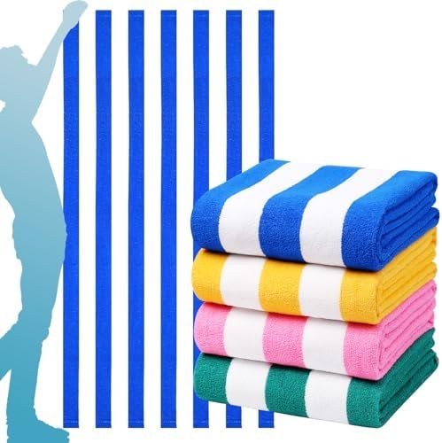 Oversized Striped Beach and Bath Towels 4-Pack, Option 1