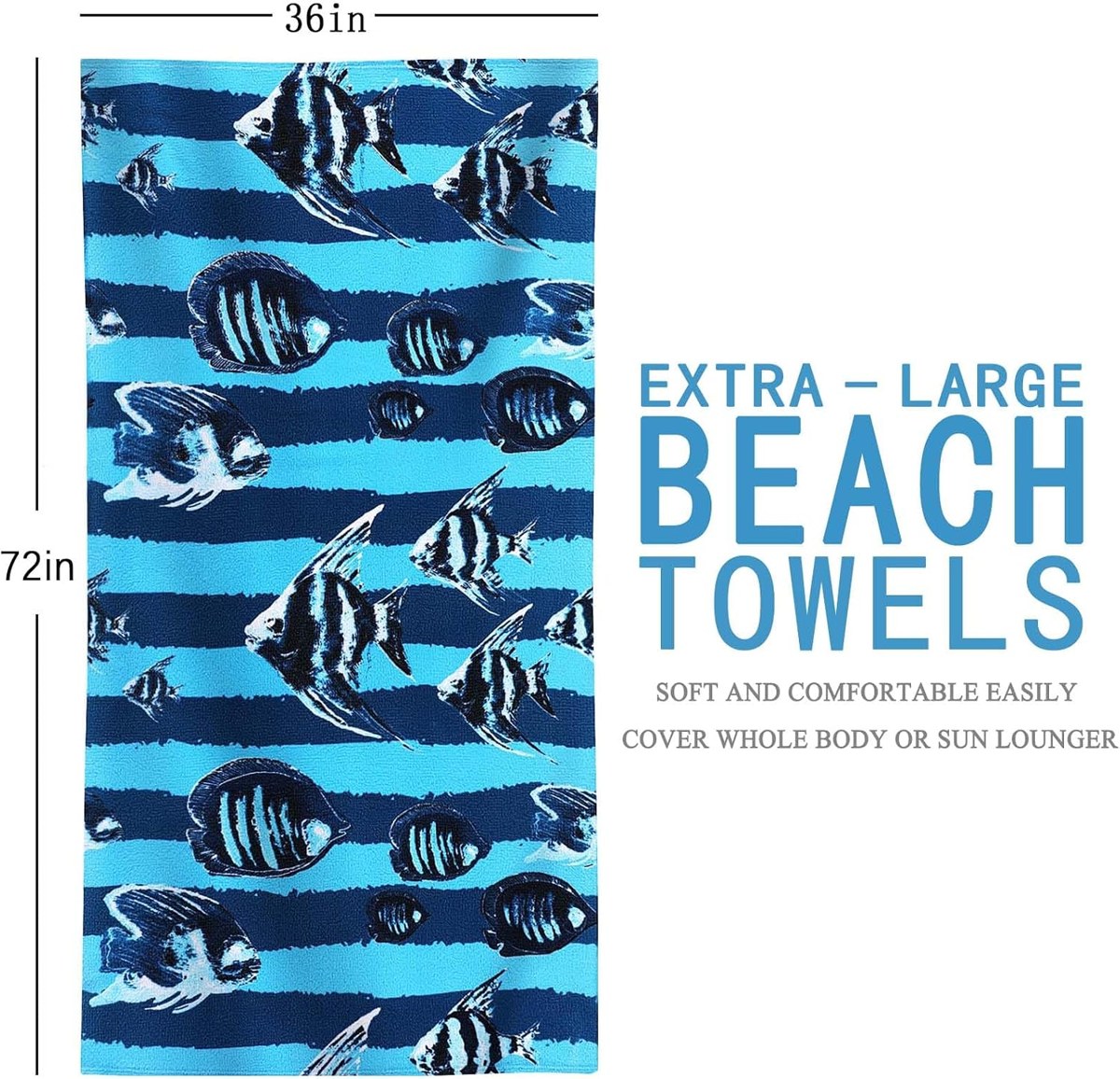 Genovega Oversized Terry Beach Towel, 36 x 72, view 5
