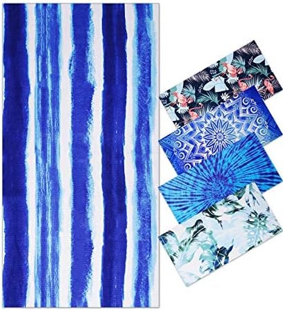 Oversized Terry Beach Towel, 36 x 72, Stripe Blue