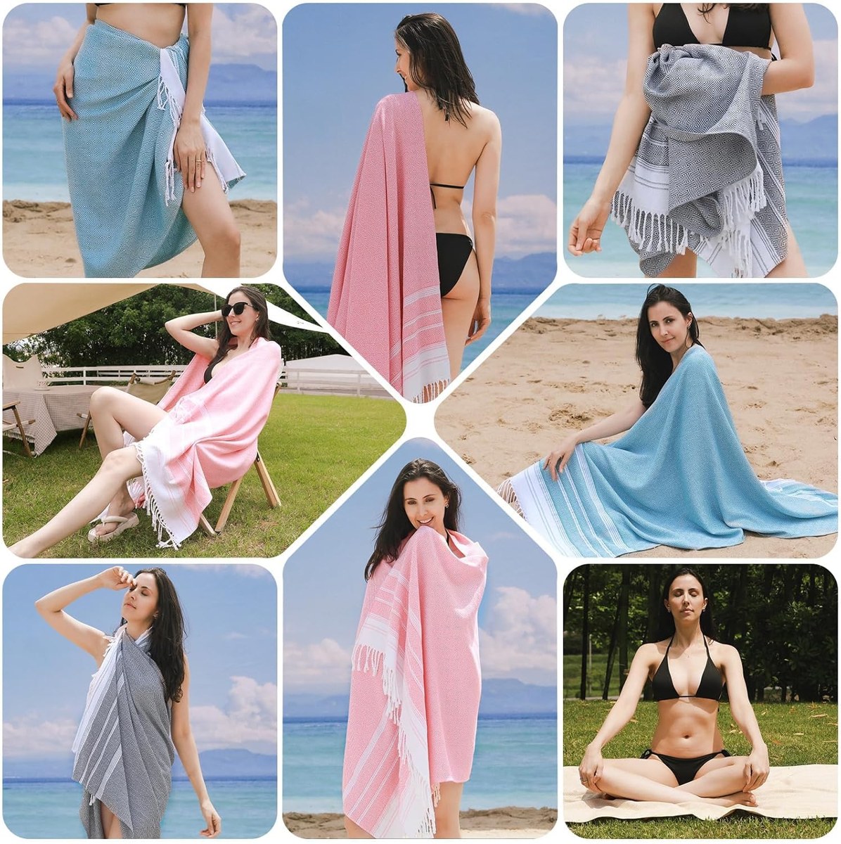 Genovega Oversized Turkish Beach Towel, 74 x 38, view 6