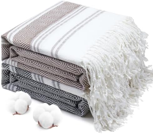 Oversized Turkish Beach Towel, 74 x 38, Set Black Nile Stuff
