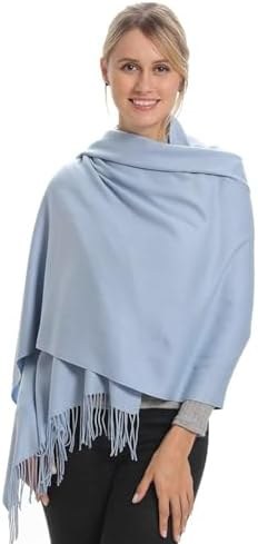 Pashmina Scarf Wrap Shawl for Women, Light Blue