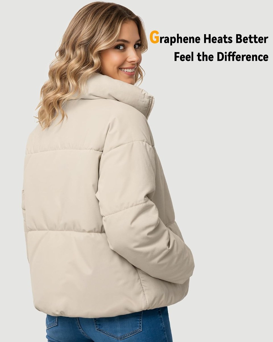 Genovega Short Heated Puffer Jacket for Women, 12V 18400mAh, view 6