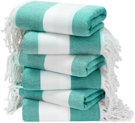 Striped Turkish Beach Towels 6-Pack, 74 x 38, Bright Green